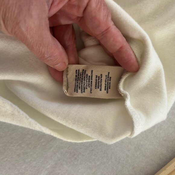 Soft Surroundings Shirt Take It Easy Roll-Tab Sleeve Knit Tunic Ivory SZL Casual - Picture 10 of 10